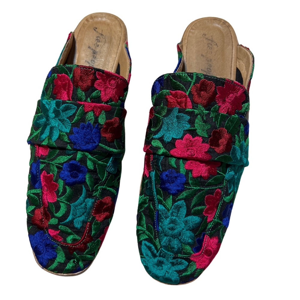 Free People At Ease Brocade Slip On Embroidered Loafer Mules